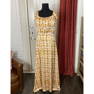 Betsey Johnson Yellow Floral Off The Shoulder Maxi Dress Size 6